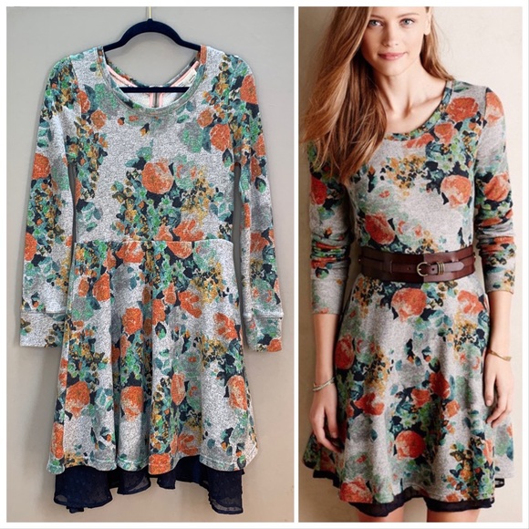 Anthropologie Dresses & Skirts - Anthropologie gray floral terry dress, M.